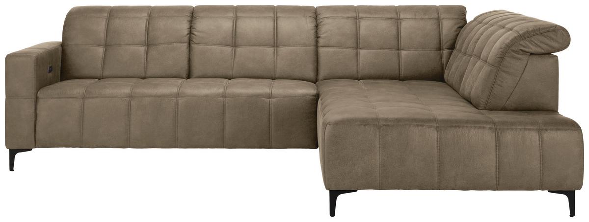 Rohová sedačka PANAMA, pravá, sivohnedá - čierna/taupe, Konventionell, kov/textil (304/89-102/216cm) - Premium Living