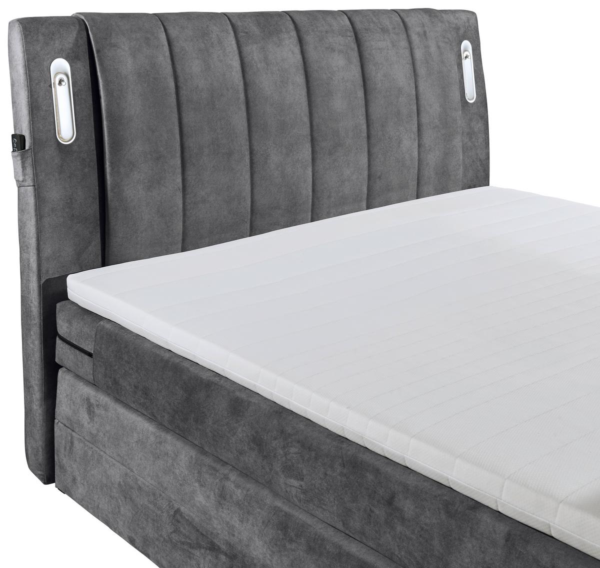 Boxspringbett Inkl. Topper 180x200 Cm Dallas - Anthrazit, MODERN, Holzwerkstoff/Textil (180/200cm) - MID.YOU
