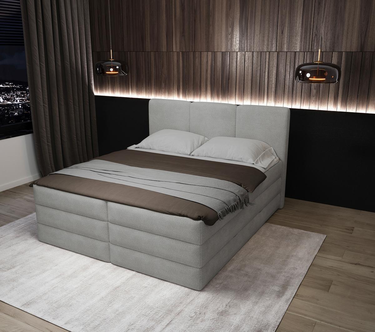 Boxspringbett mit Topper & Bettkasten 180x200 Castel - Schwarz/Grau, MODERN, Holz/Holzwerkstoff (180/200cm) - MID.YOU