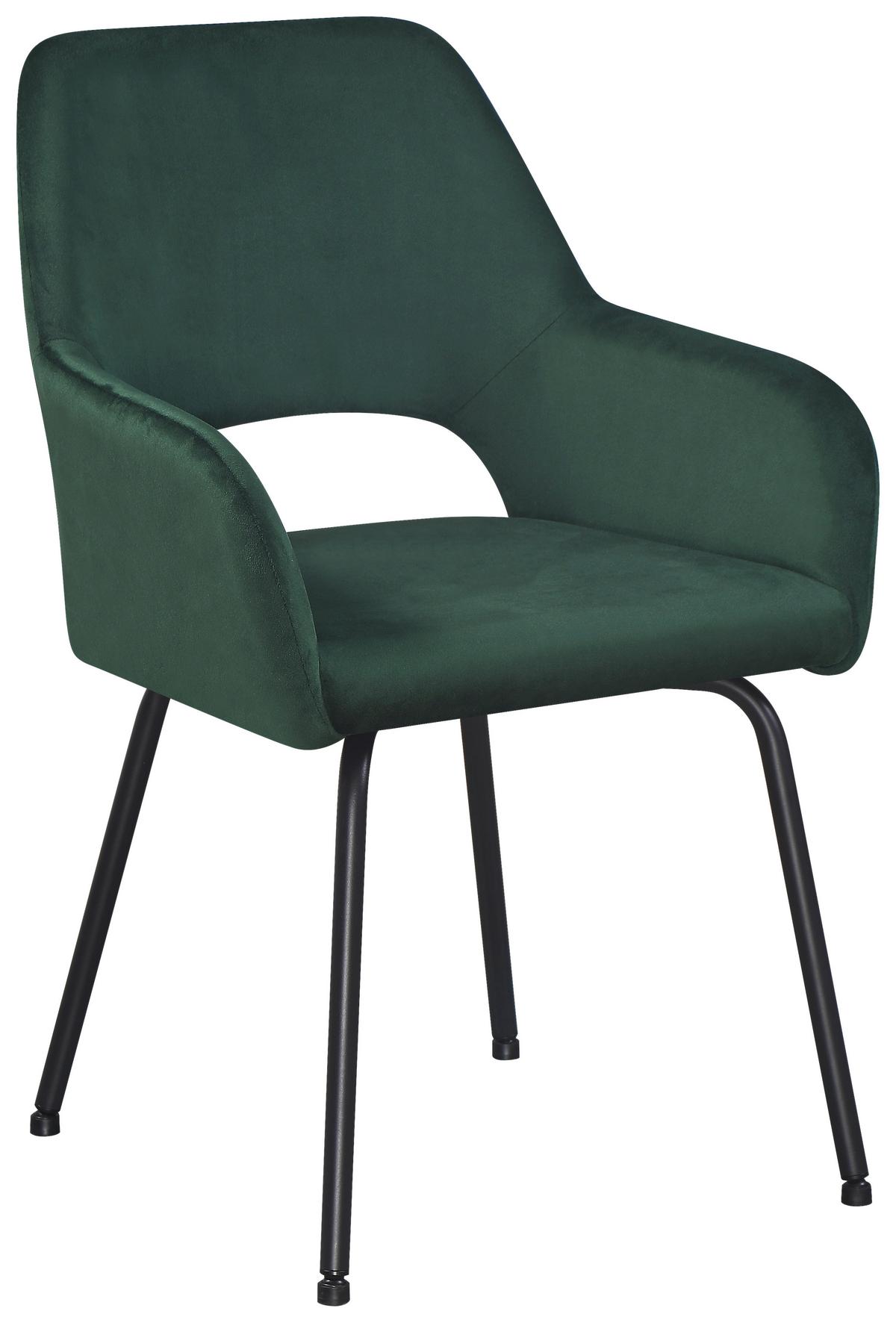 Armlehnstuhl Jonny Cord Moosgrün, B: 58 Cm - Schwarz/Grün, KONVENTIONELL, Textil/Metall (58/86/59cm)