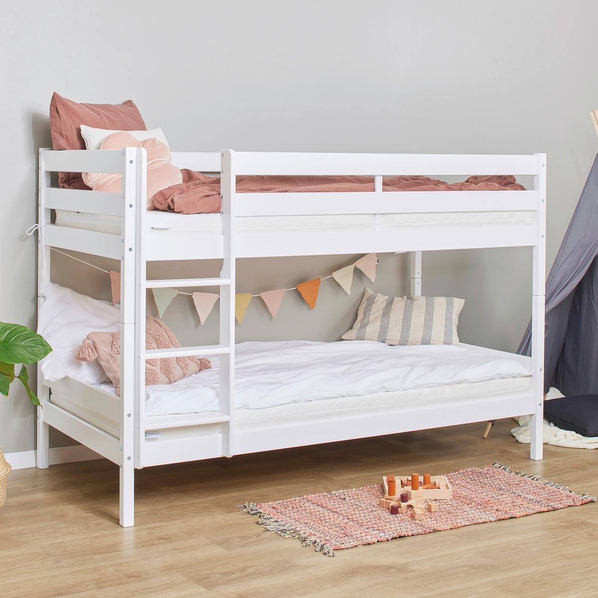 Etagenbett Eco Comfort Weiß, Lf: 90x200 cm - Weiß/Naturfarben, MODERN, Holz (90/200cm) - MID.YOU