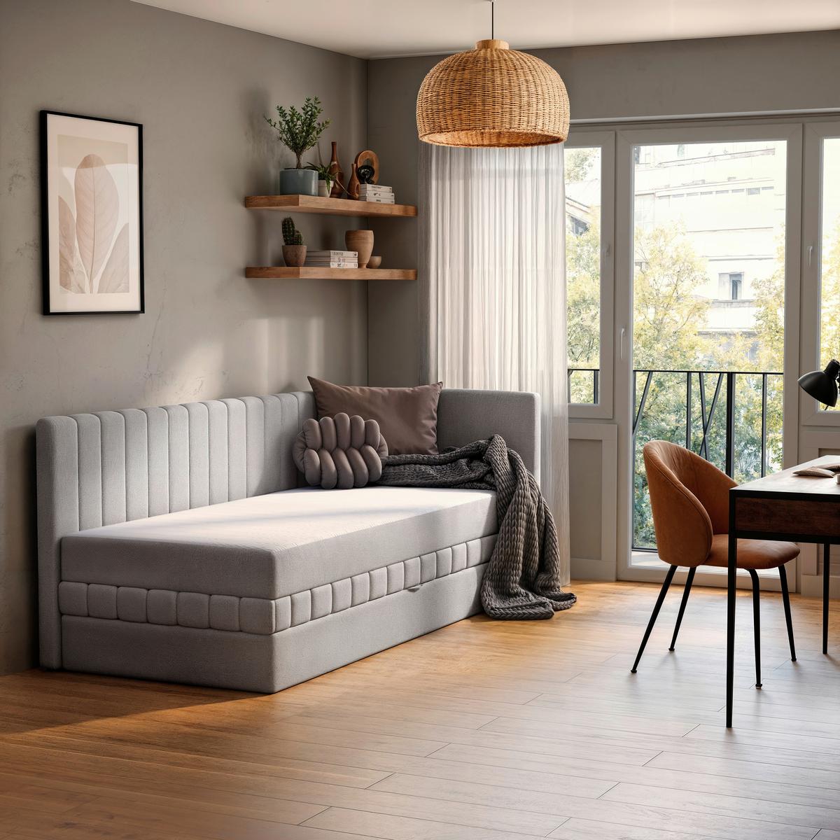 Schlafsofa Roma, Hellgrau B: 212 Cm - Hellgrau/Schwarz, Design, Holz/Holzwerkstoff (212/83/99cm) - MID.YOU