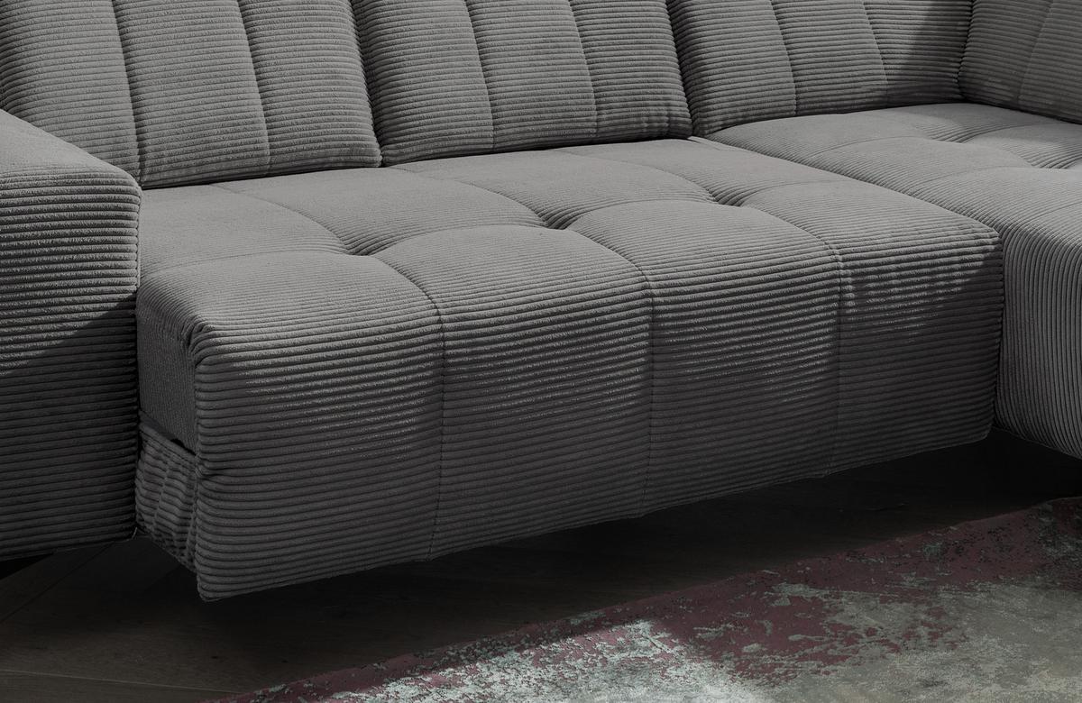 Ecksofa Mit Usb Anschluss Sano, Grau, S: 261x200 Cm - Schwarz/Grau, MODERN, Textil (261/200cm) - Livetastic