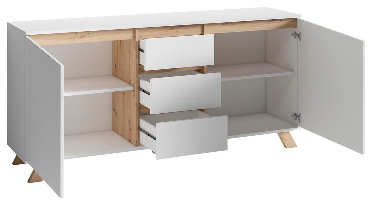 Sideboard B:160 cm Valentin 02 Weiß/Artisan Eiche Dekor - Eiche Artisan/Weiß, MODERN, Holzwerkstoff (160/76/38cm) - MID.YOU