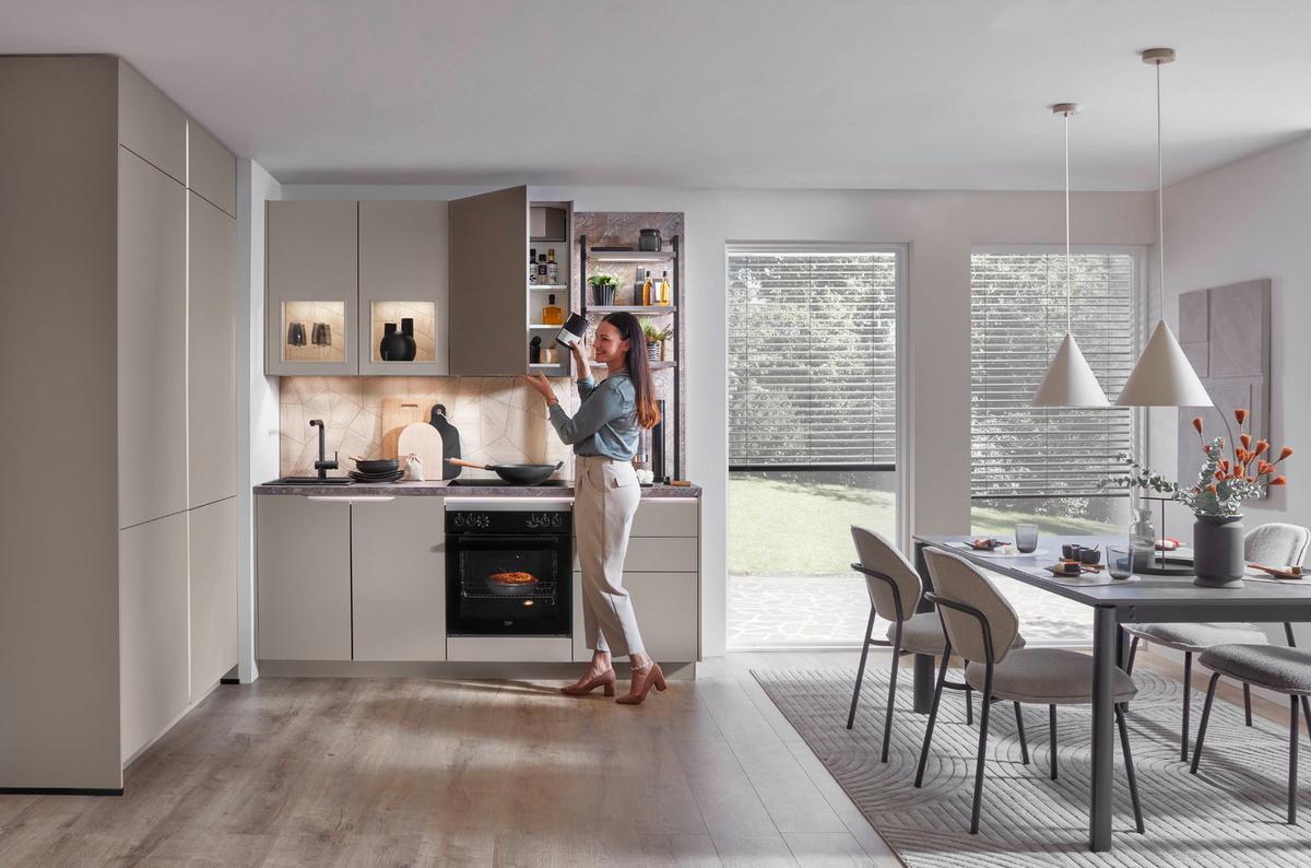 Eckküche Sidney - Hellbraun/Dunkelbraun, MODERN, Holzwerkstoff (218,1/273,2cm) - Vertico