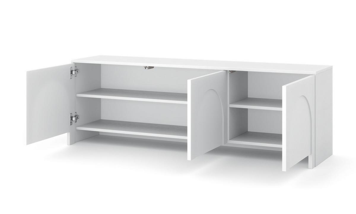 Bílá komoda, bezúchytkové otevíraní, š: 150cm - bílá, Design, kompozitní dřevo (150/49/35cm)