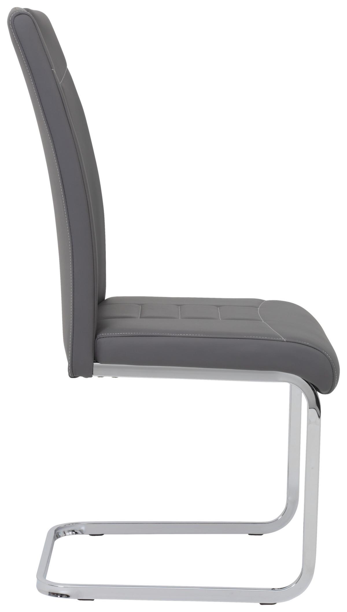 Schwingstuhl Ruby Grau Gepolstert 2er-Set - Chromfarben/Weiß, MODERN, Textil/Metall (44/104/57,5cm) - MID.YOU
