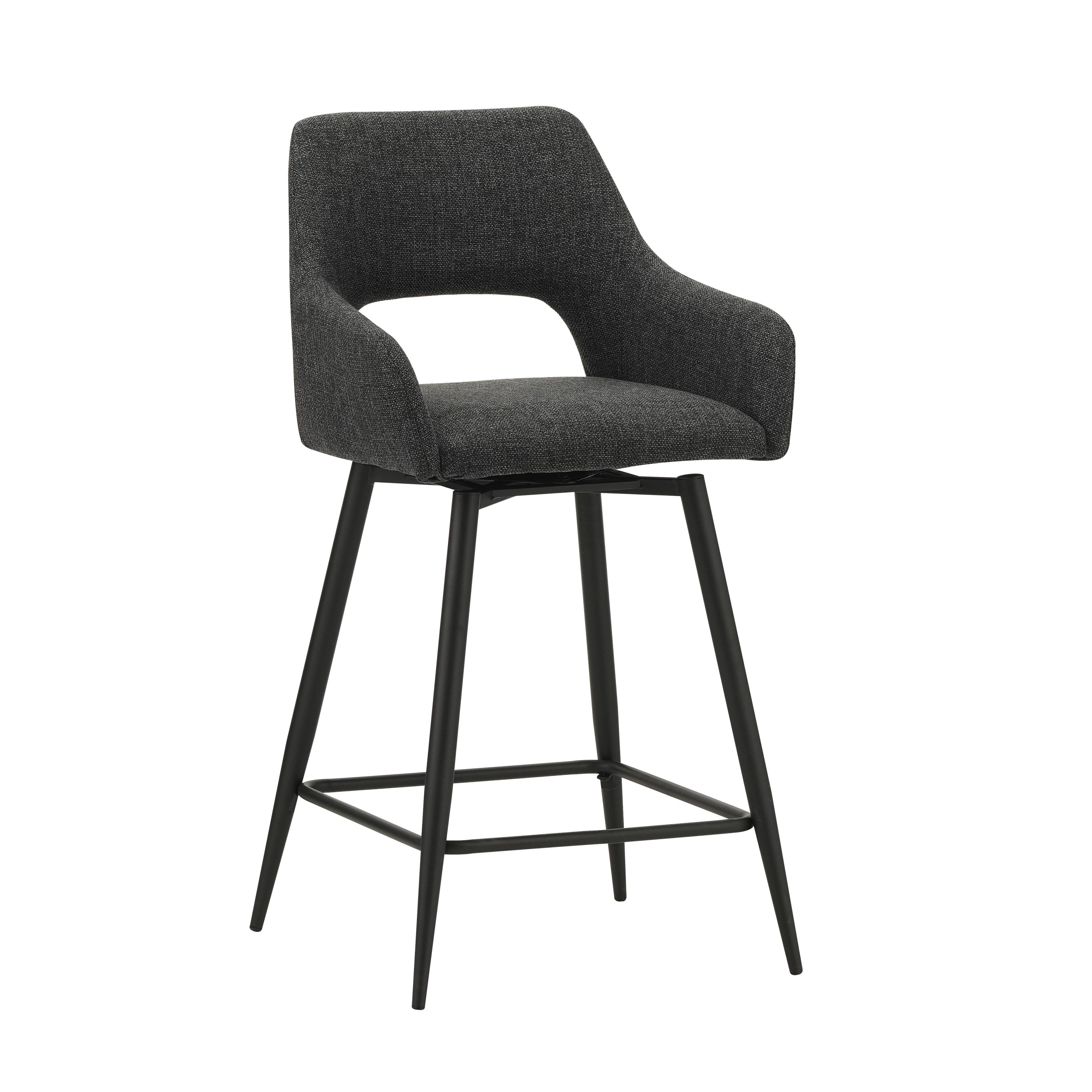 Barhocker-Set Amiens Schwarz, B: 51,5 cm - Schwarz, MODERN, Textil/Metall (51,5/97/54cm) - MID.YOU