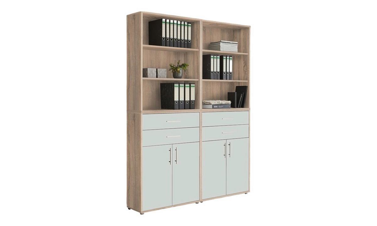 Aktenschrank Office Edition Weiß/eiche Dekor B: 168,8cm - Eichefarben/Weiß, MODERN, Holzwerkstoff (168,8/227,2/33cm) - MID.YOU