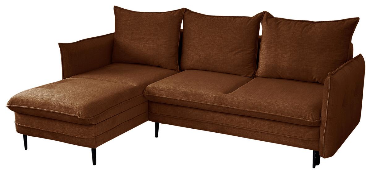 Ecksofa Melody - Rostfarben/Schwarz, Design, Textil (170/235cm) - MID.YOU