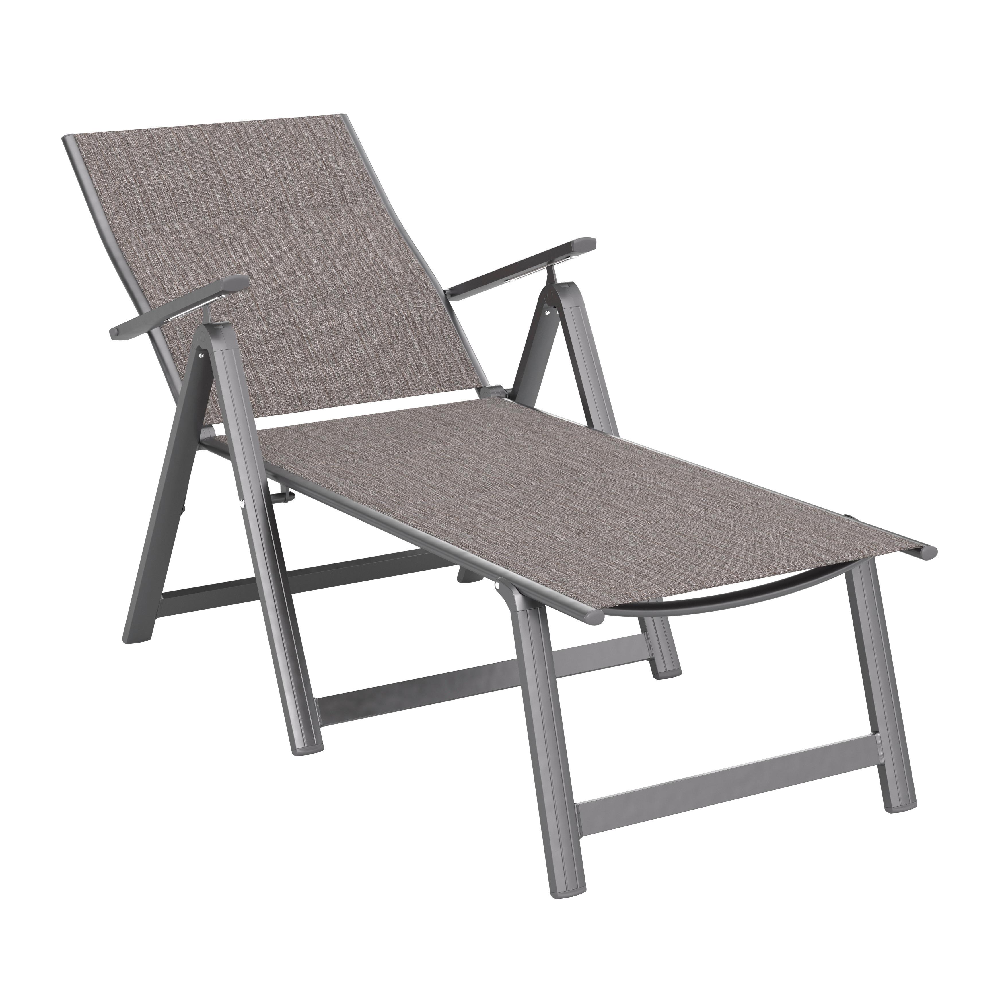 Sonnenliege Verena New Metall/textil Verstellbar - Dunkelgrau, MODERN, Textil/Metall (70/103/146cm) - Beldano