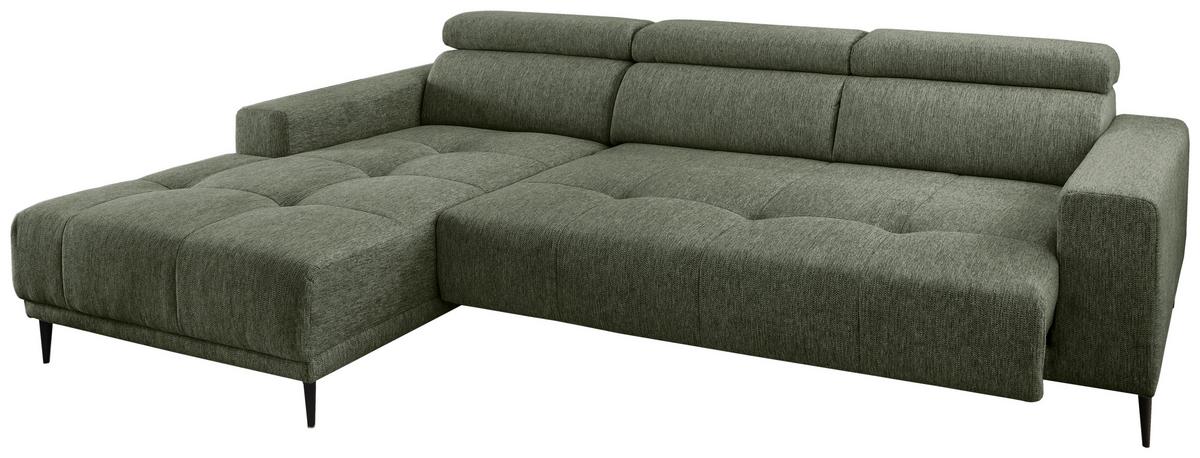 Ecksofa Intera Dunkelgrün S: 188x276 Cm - Dunkelgrün/Schwarz, KONVENTIONELL, Textil (188/276cm) - Livetastic