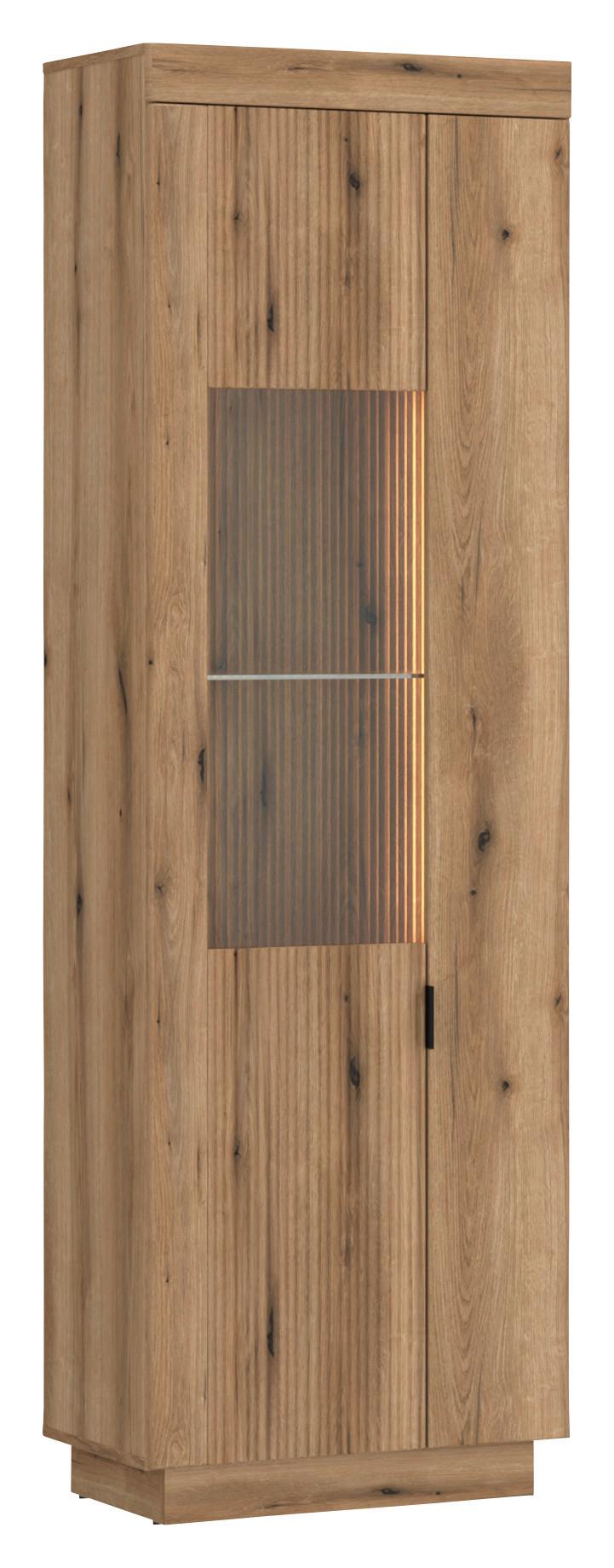 Vitrine Delamar Eichefarben B: 62,2 Cm - Eichefarben/Schwarz, Trend, Glas/Holzwerkstoff (62,2/197,8/39,6cm)