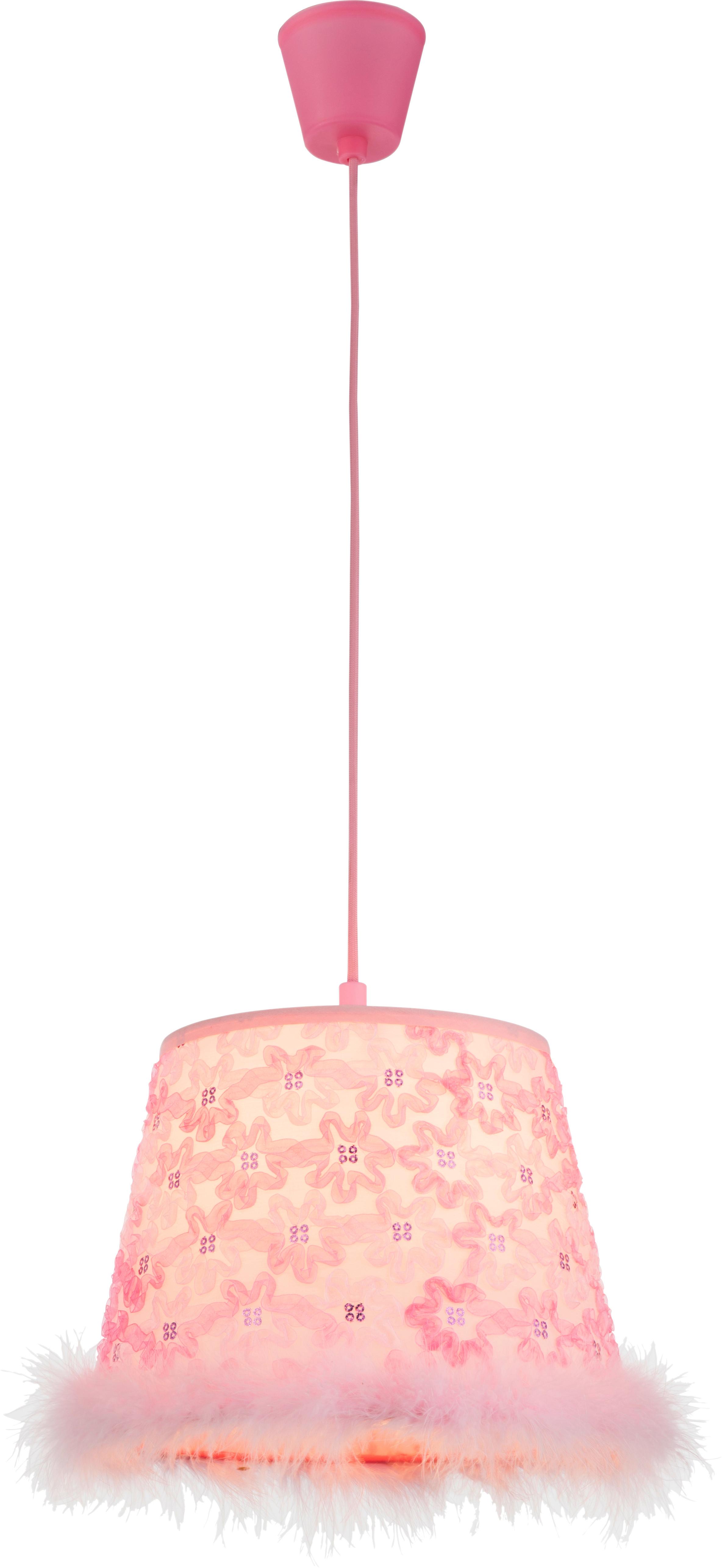 Hängeleuchte Tarso H: 120 Cm 1-Flammig, Mit Plüsch - Pink, LIFESTYLE, Kunststoff (30/120cm) - Globo