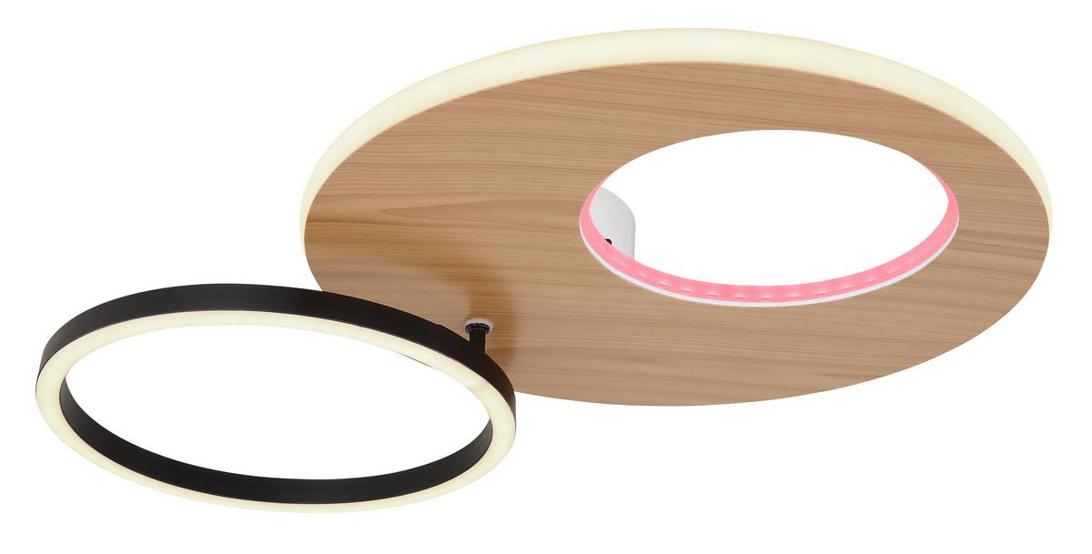 Led-deckenleuchte 67285-21 - Dunkelbraun/Opal, Design, Holzwerkstoff/Kunststoff (61,2/40/10,5cm) - Globo