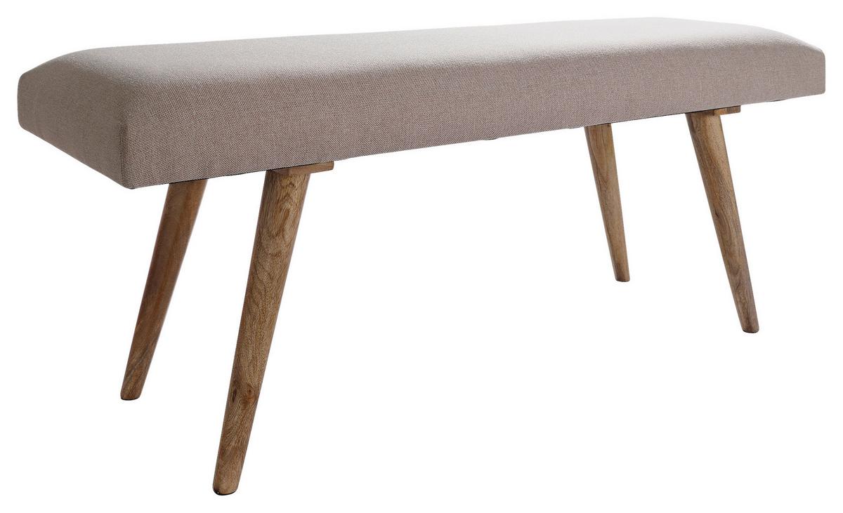 Lavica SALIM hnedá - hnedá/béžová, Natur, drevo/textil (117/51/38cm) - MID.YOU
