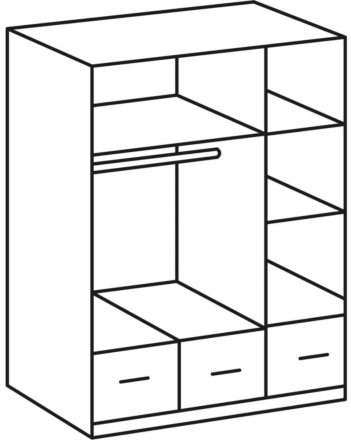 Drehtürenschrank Mit Spiegel 135cm Imago, Weiß Dekor - Weiß, KONVENTIONELL, Glas/Holzwerkstoff (135/199/58cm) - MID.YOU