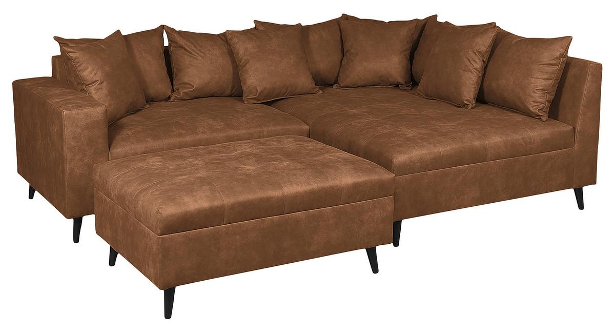 Ecksofa Pruno, Braun S: 247x174 Cm - Schwarz/Braun, Design, Textil (247/174cm) - MID.YOU