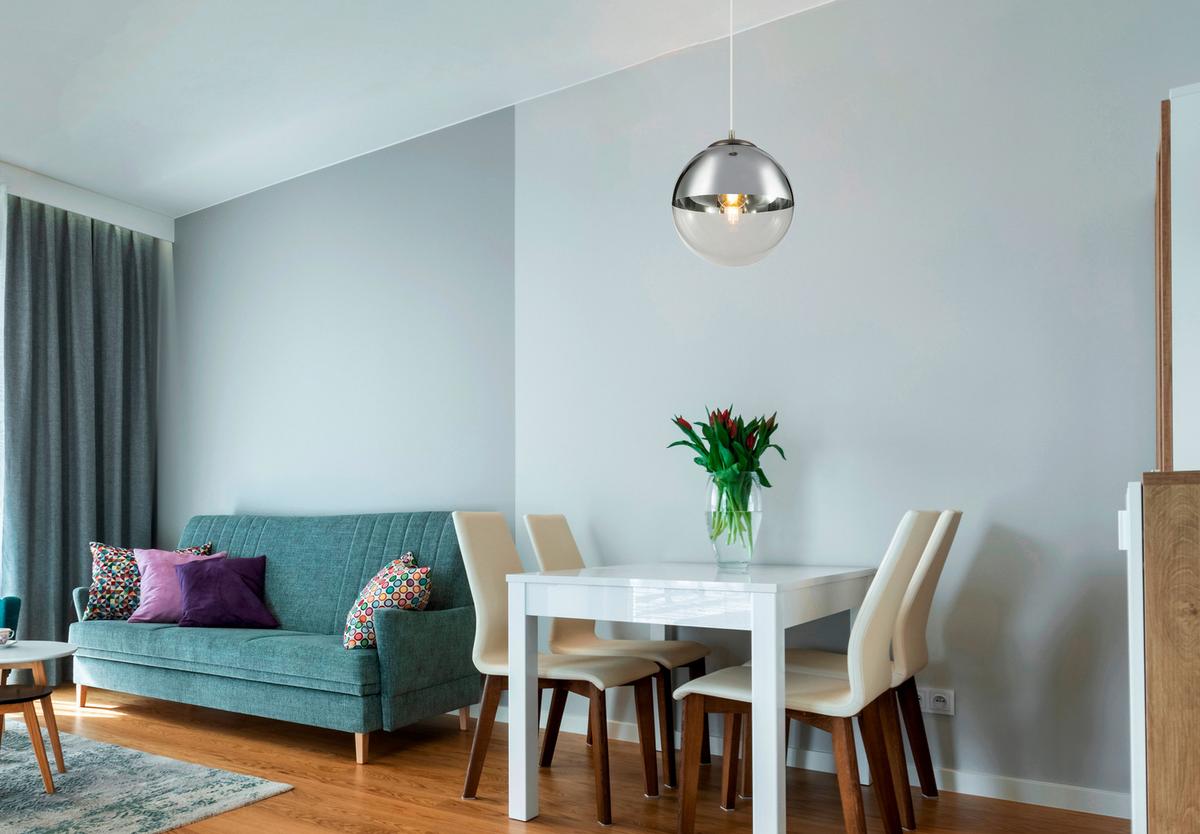 Hängeleuchte H: 120 cm 1-Flammig, Kugel Chromfarben - Chromfarben/Transparent, Design, Glas/Metall (30/120cm) - Globo