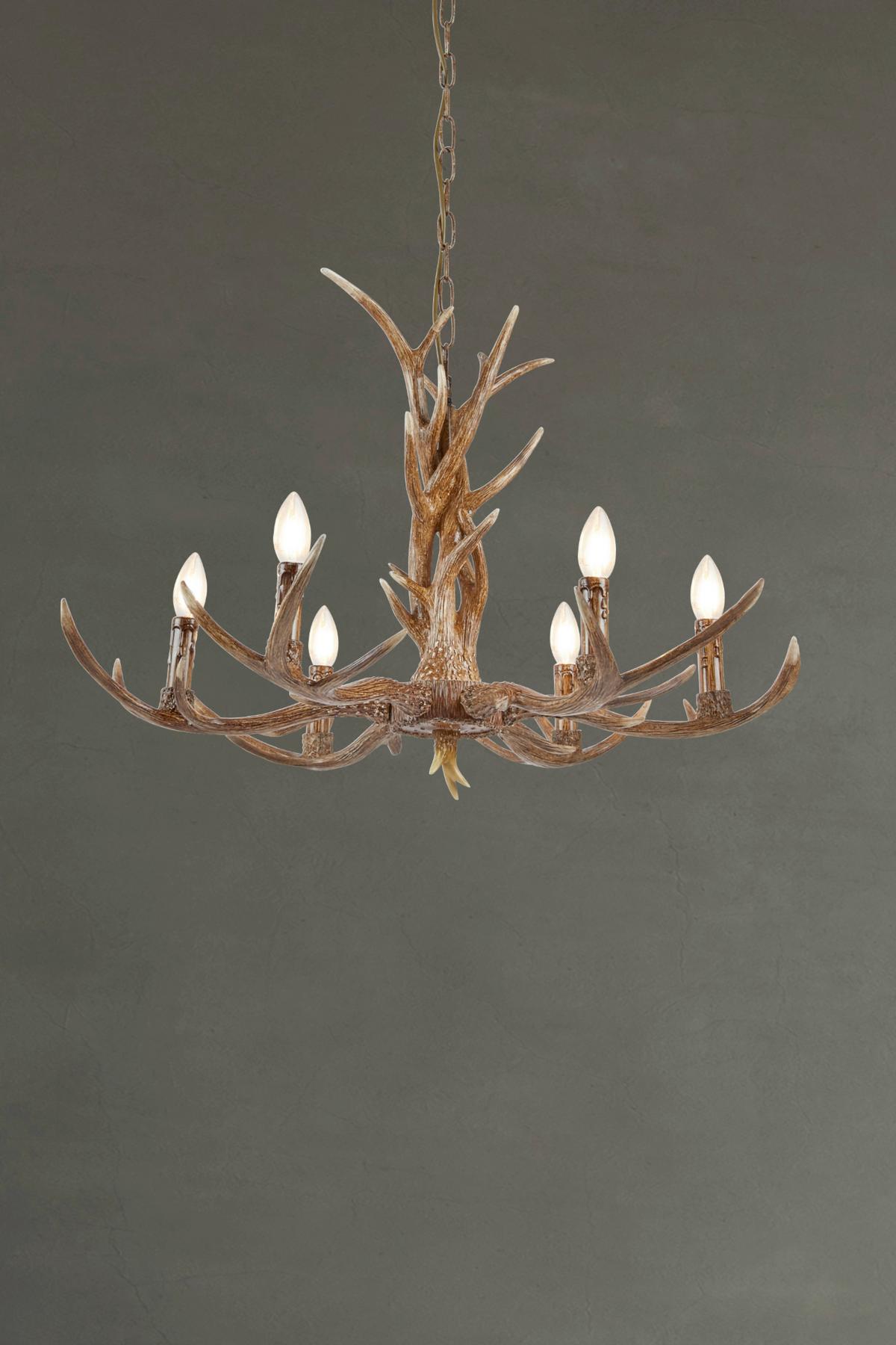 Csillár 6416-6br Stag - barna, Trend, műanyag/fém (80/120cm) - Searchlight