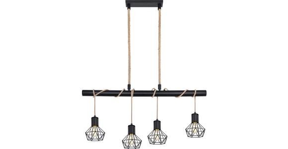 Hängeleuchte Vasca H: 120 Cm 4-Flammig - Schwarz, ROMANTIK / LANDHAUS, Metall (100/15/120cm) - James Wood