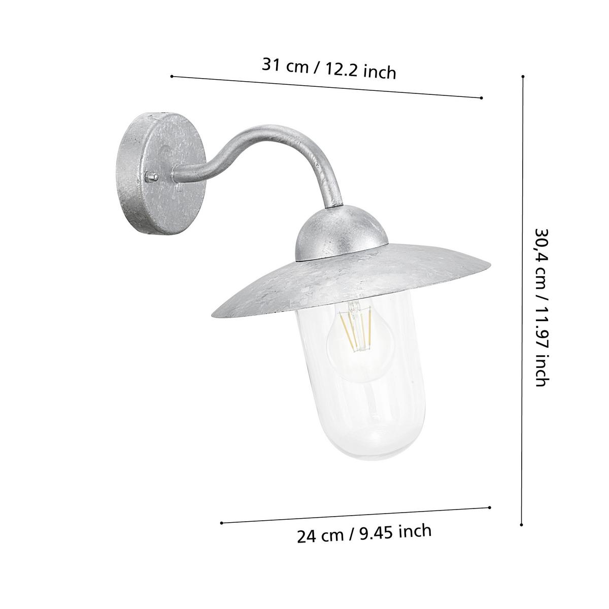 Außenleuchte 88489 - Klar/Silberfarben, KONVENTIONELL, Glas/Metall (31/31/45cm) - Eglo