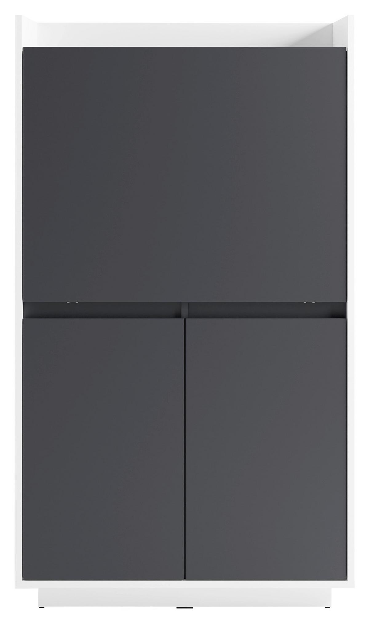 Sekretär Hannes B: 80 cm inkl. Stauraum, Schwarz, Weiß - Schwarz/Weiß, Design, Holzwerkstoff (80/141/40cm) - MID.YOU