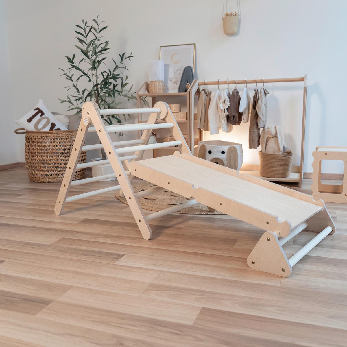 Kletterdreieck mit Rutsche und Wippe - Birkefarben, Basics, Holz (68/53,5/69cm) - CLIFF