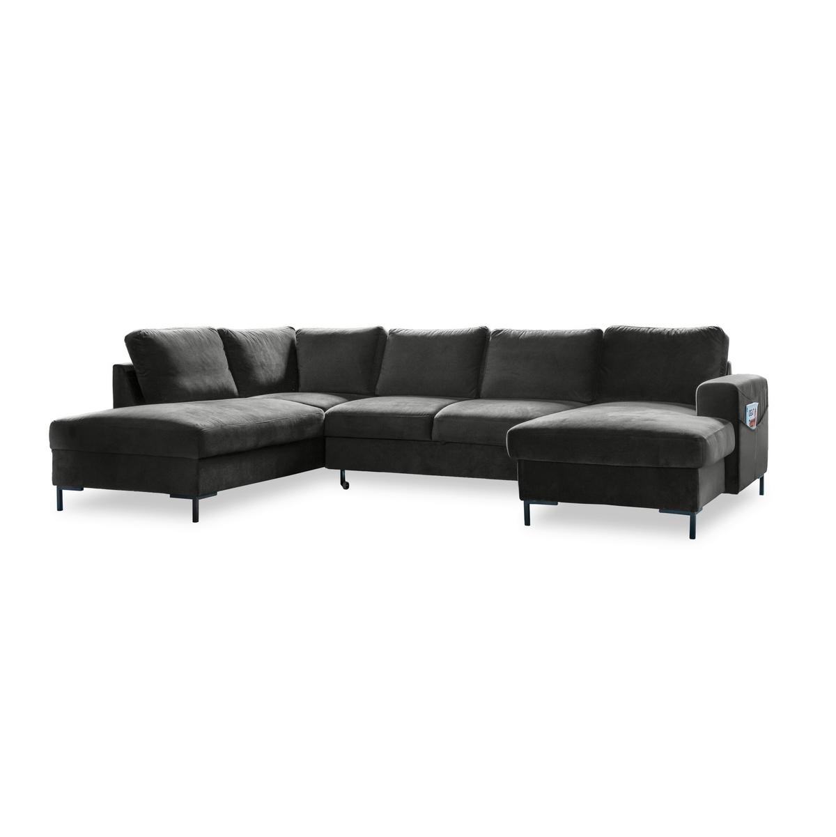 Sedacia súprava LIVIA tmavosivá - čierna/tmavosivá, Basics, textil (198/304/149cm)