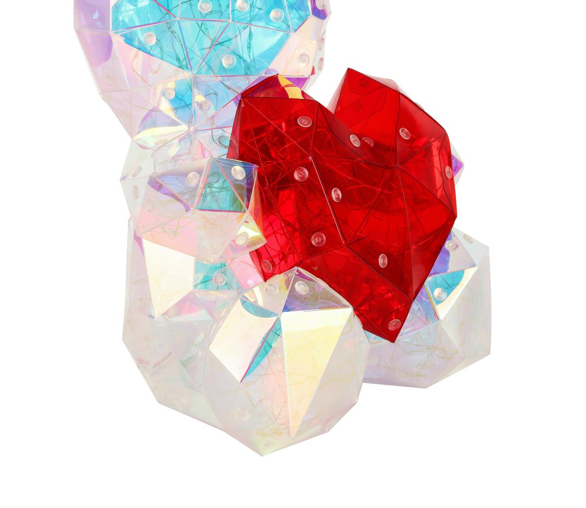 LED-Dekoleuchte Teddy Multicolor - Transparent/Rot, MODERN, Kunststoff (23/19/30cm) - BUNINO