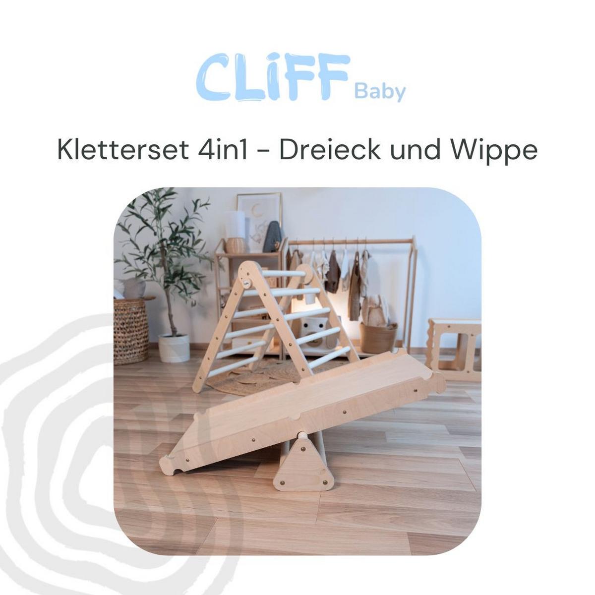 Kletterdreieck mit Rutsche und Wippe - Birkefarben, Basics, Holz (68/53,5/69cm) - CLIFF