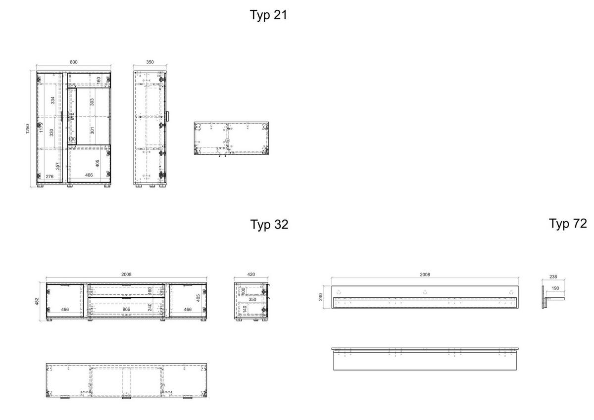 Wohnwand Long Island Weiß/Eiche Wotan B: 290cm - Eiche Wotan/Weiß, Design, Glas/Holzwerkstoff (290/170/42cm) - MID.YOU