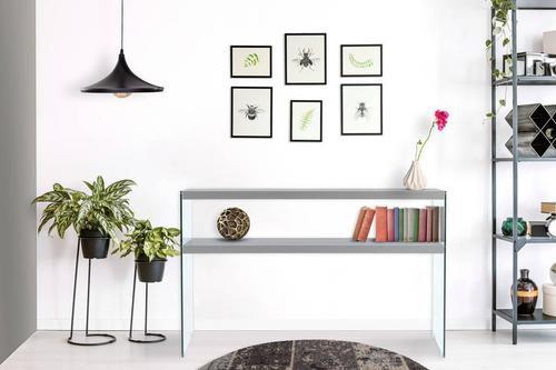 Beistelltisch mit Ablage Elementary Grau - Klar/Grau, Basics, Glas/Holzwerkstoff (32/110/75cm) - Kayoom