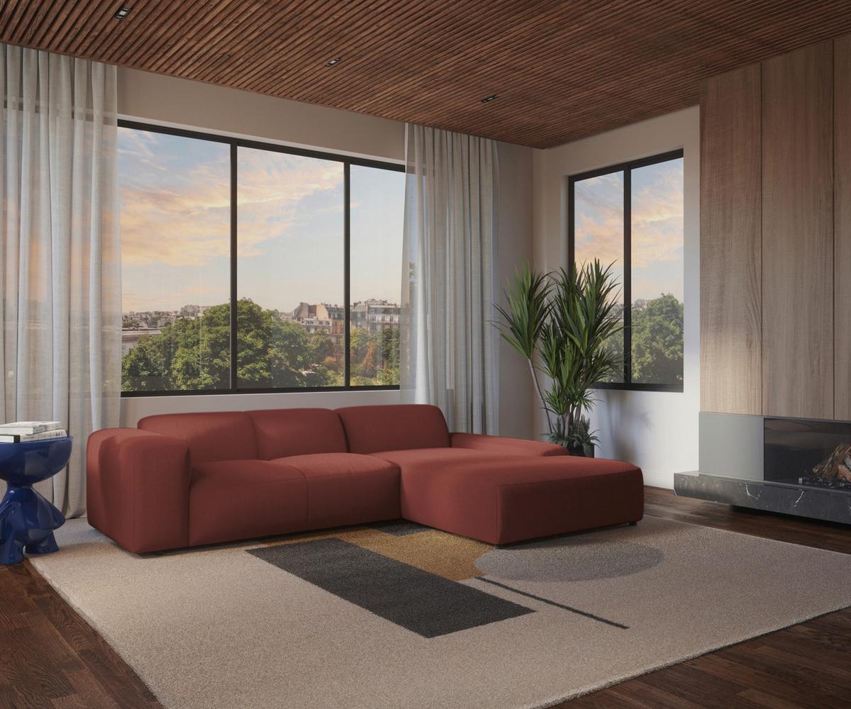 Ecksofa Hannah Rot 304x200 cm - Rot/Schwarz, Design, Textil (304/200cm) - MID.YOU