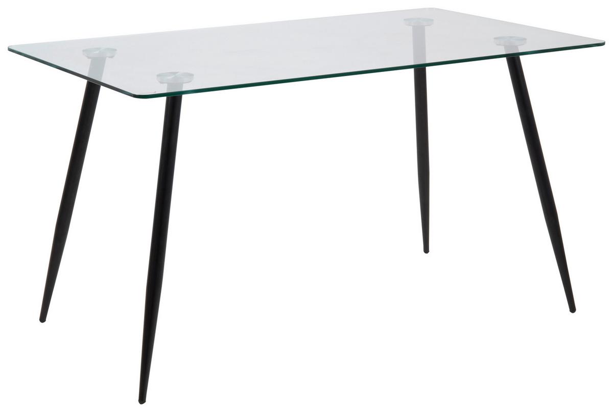 Esstisch Wilma 140x80cm Klarglas - Klar/Schwarz, MODERN, Glas/Metall (140/80/75cm) - MID.YOU