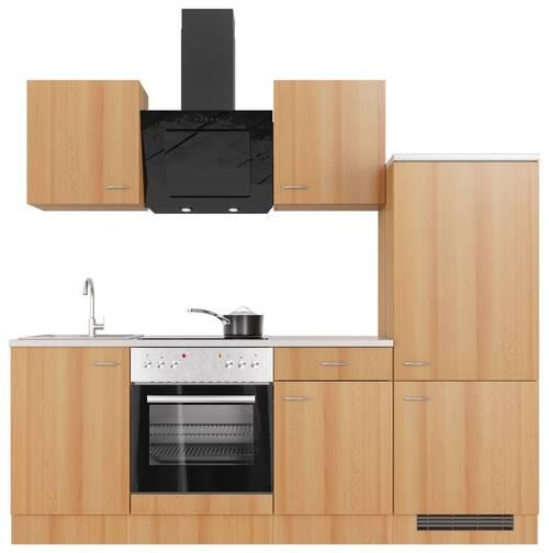 Küchenblock Nano Buchefarben/Beige B: 220 cm - Beige/Buchefarben, MODERN, Holzwerkstoff (220cm) - FlexWell