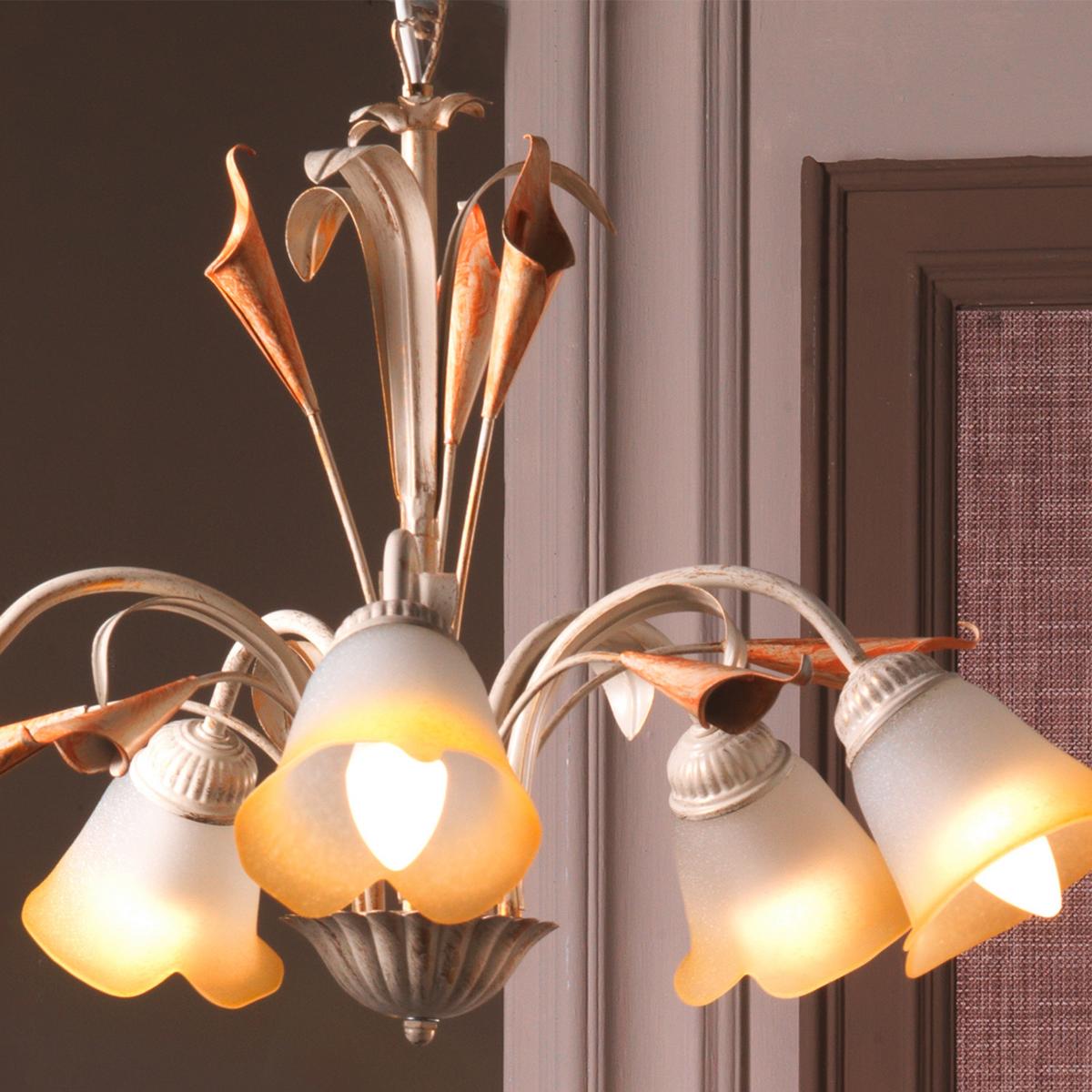 Kronleuchter 4722/5 - Weiß, Natur, Glas/Metall (70/100cm)