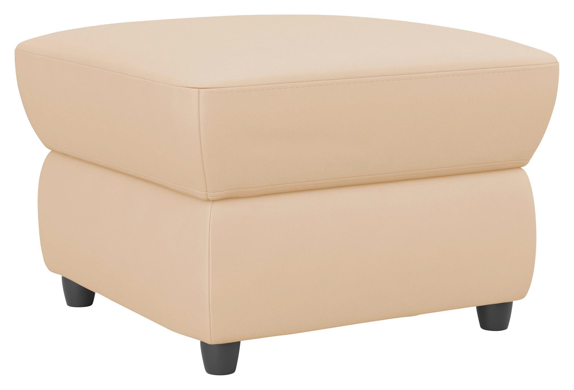Polsterhocker Boston Beige Lederlook - Beige/Schwarz, KONVENTIONELL, Textil (68/45/68cm) - Livetastic