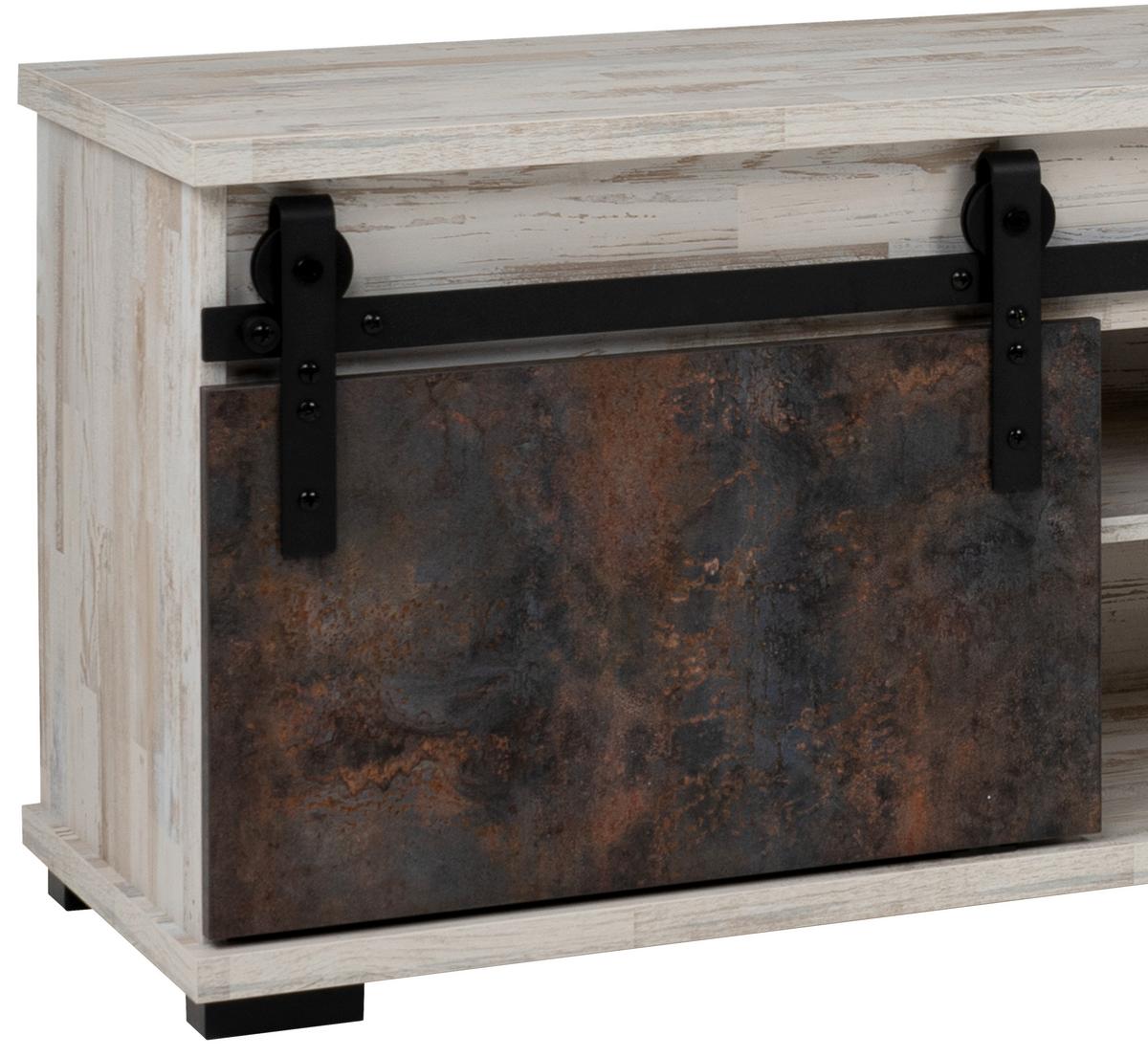 TV-Element Sevilla B: 160 cm Kiefer Dekor/Dunkelbraun - Schwarz, Basics, Holzwerkstoff (160/50/40cm) - MID.YOU