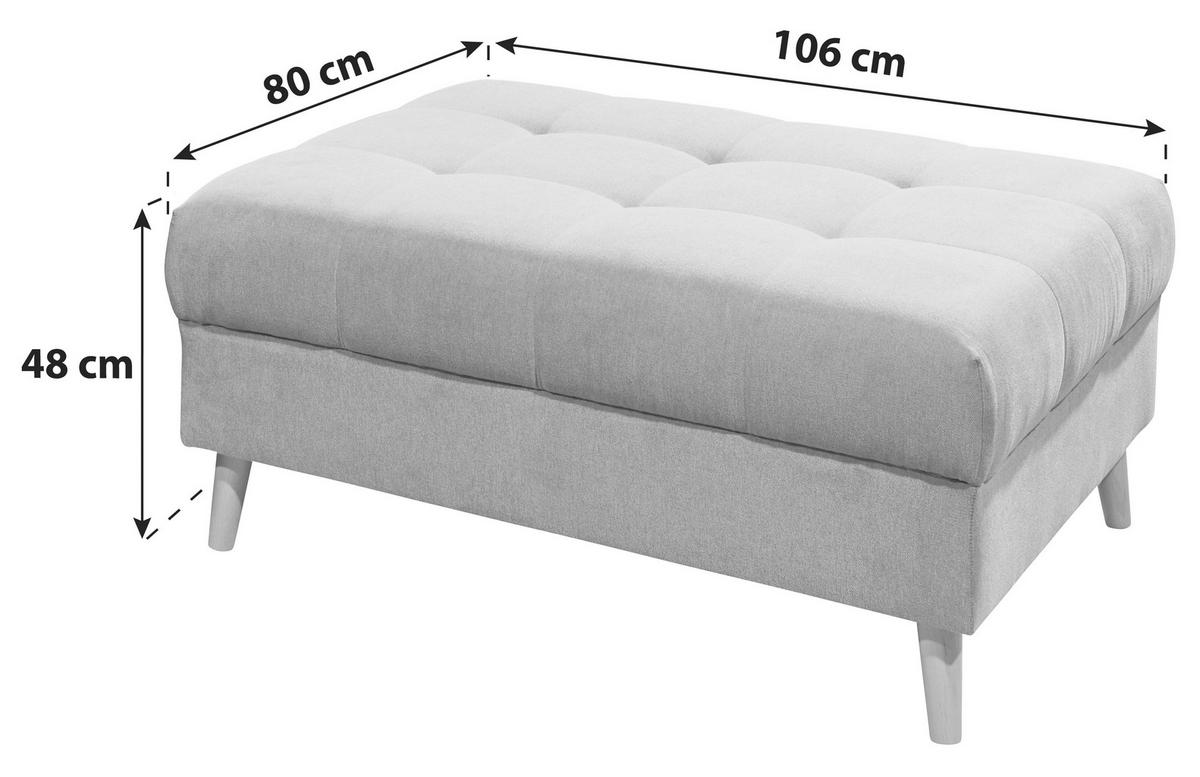 Polsterhocker Alice Sandfarben Webstoff H: 48 cm Holzbeine - Sandfarben/Kieferfarben, KONVENTIONELL, Holzwerkstoff/Textil (106/48/80cm) - MID.YOU