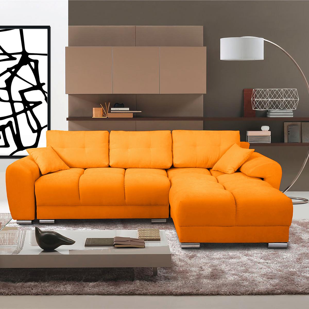 Ecksofa Azzuro Gelb S: 256x175 cm - Gelb/Silberfarben, Design, Textil (256/175cm) - Livetastic