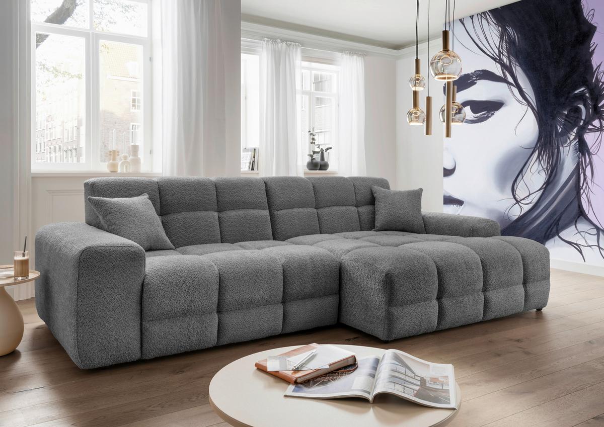 Ecksofa Bosco Anthrazit S: 301x152 cm - Anthrazit/Schwarz, MODERN, Textil (301/152cm) - Livetastic