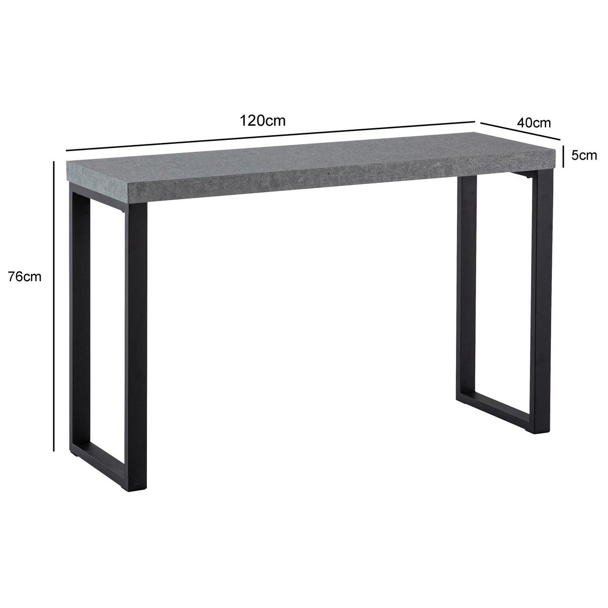 Konsolentisch Grau L: 120 cm - Schwarz/Grau, Design, Holzwerkstoff/Metall (120/40/76cm) - MID.YOU
