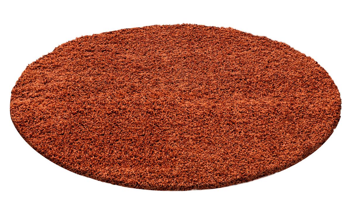Hochflor Teppich Terra Cotta Life Rund Ø 120 cm - Terracotta, KONVENTIONELL, Textil (120cm) - Novel