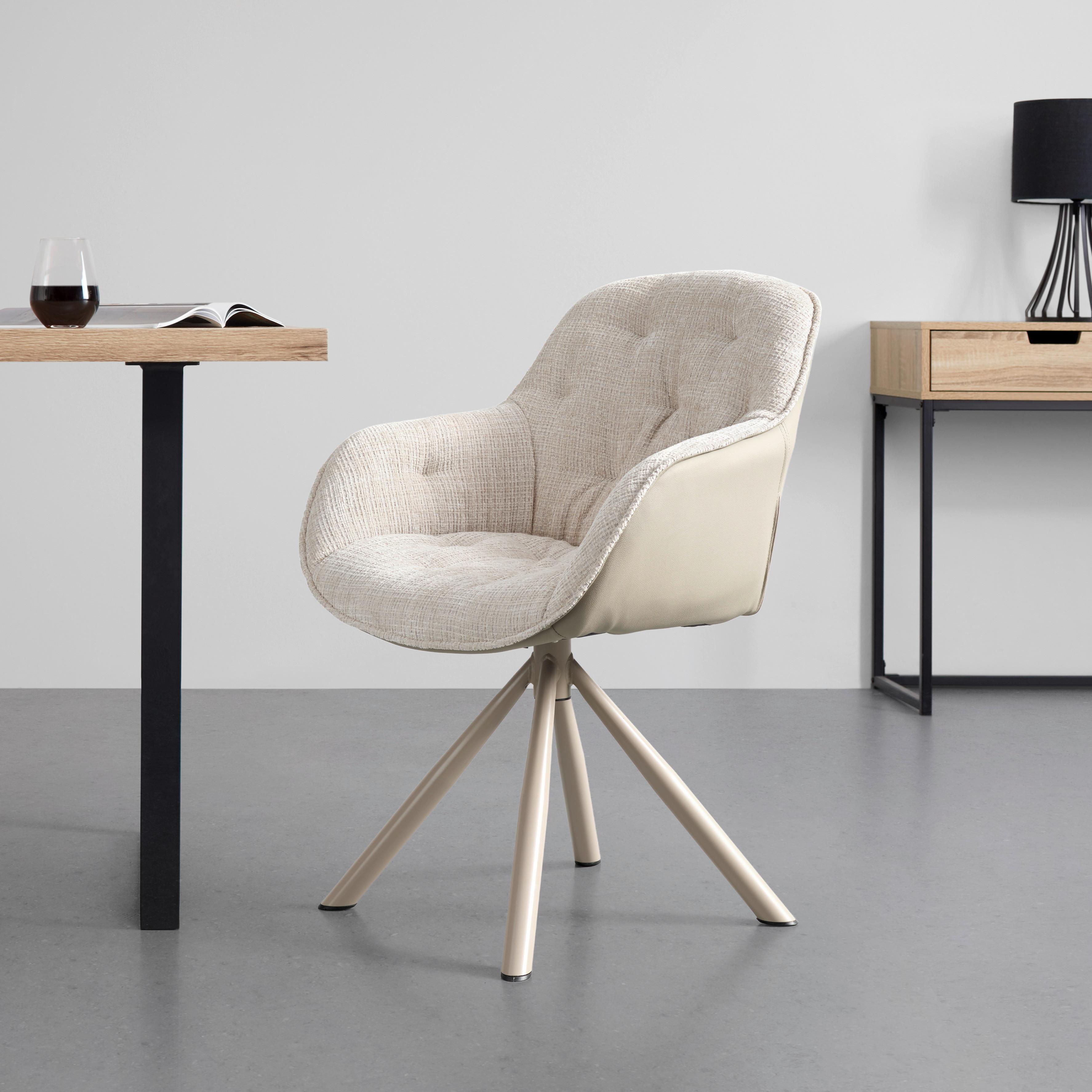 Stolička s podrúčkami Eileen sivá/béžová - sivá/béžová, Modern, kov/textil (62/85/61cm) - Mömax