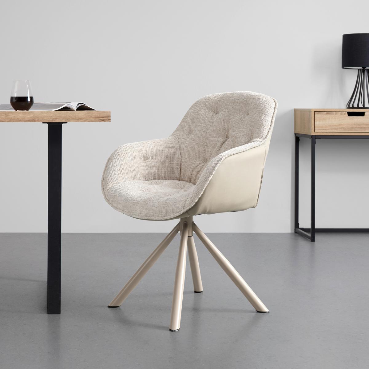 Stolička s podrúčkami Eileen sivá/béžová - sivá/béžová, Modern, kov/textil (62/85/61cm) - Mömax