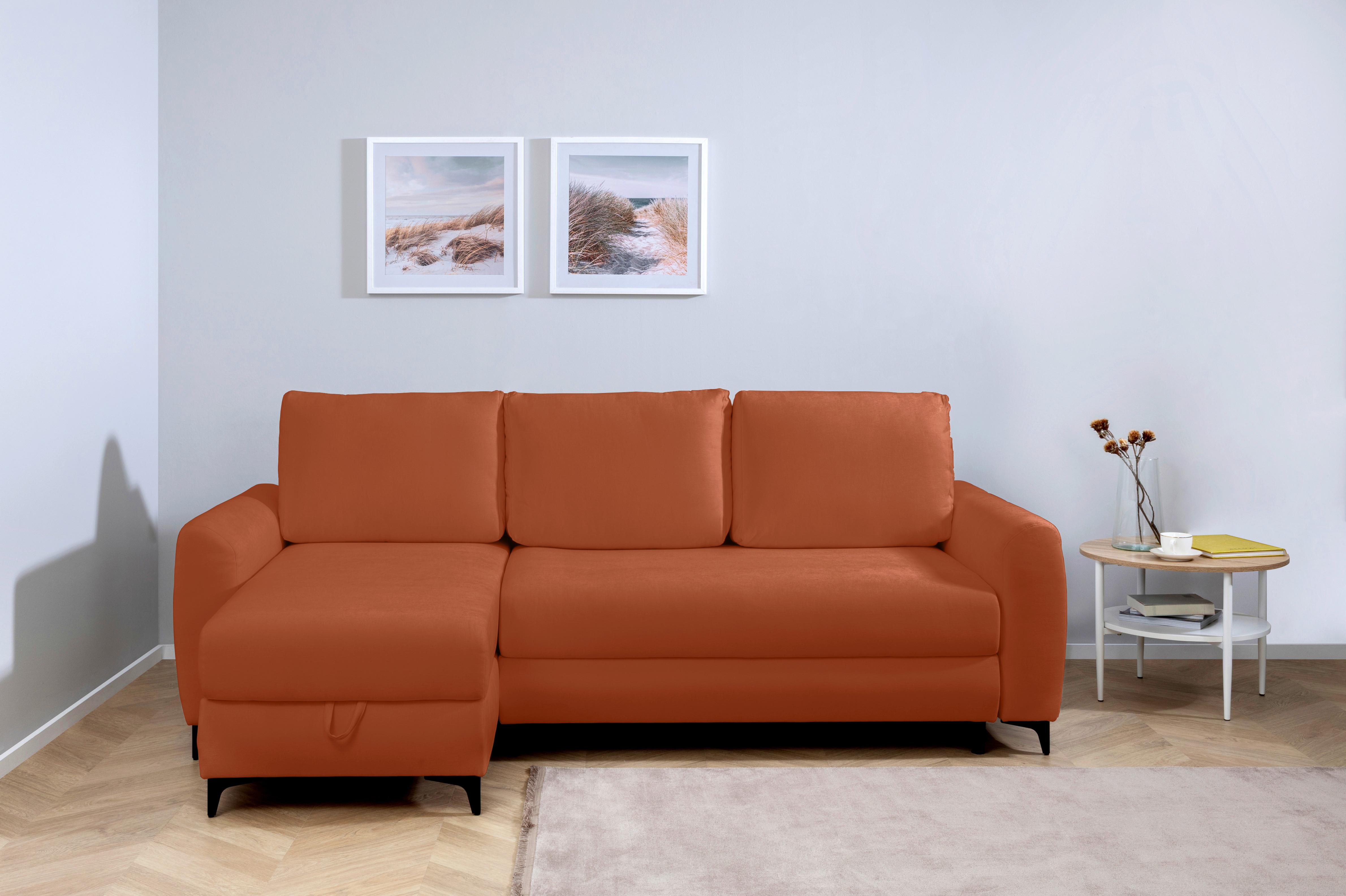 Ecksofa Moli, Rostfarben S: 236x148 cm - Rostfarben/Schwarz, Design, Textil (236/148cm) - MID.YOU