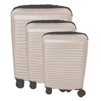 Reisekoffer Set 3-Tlg Florenz 4 Rollen Hartschale - Beige, Basics, Kunststoff/Textil - Ondega