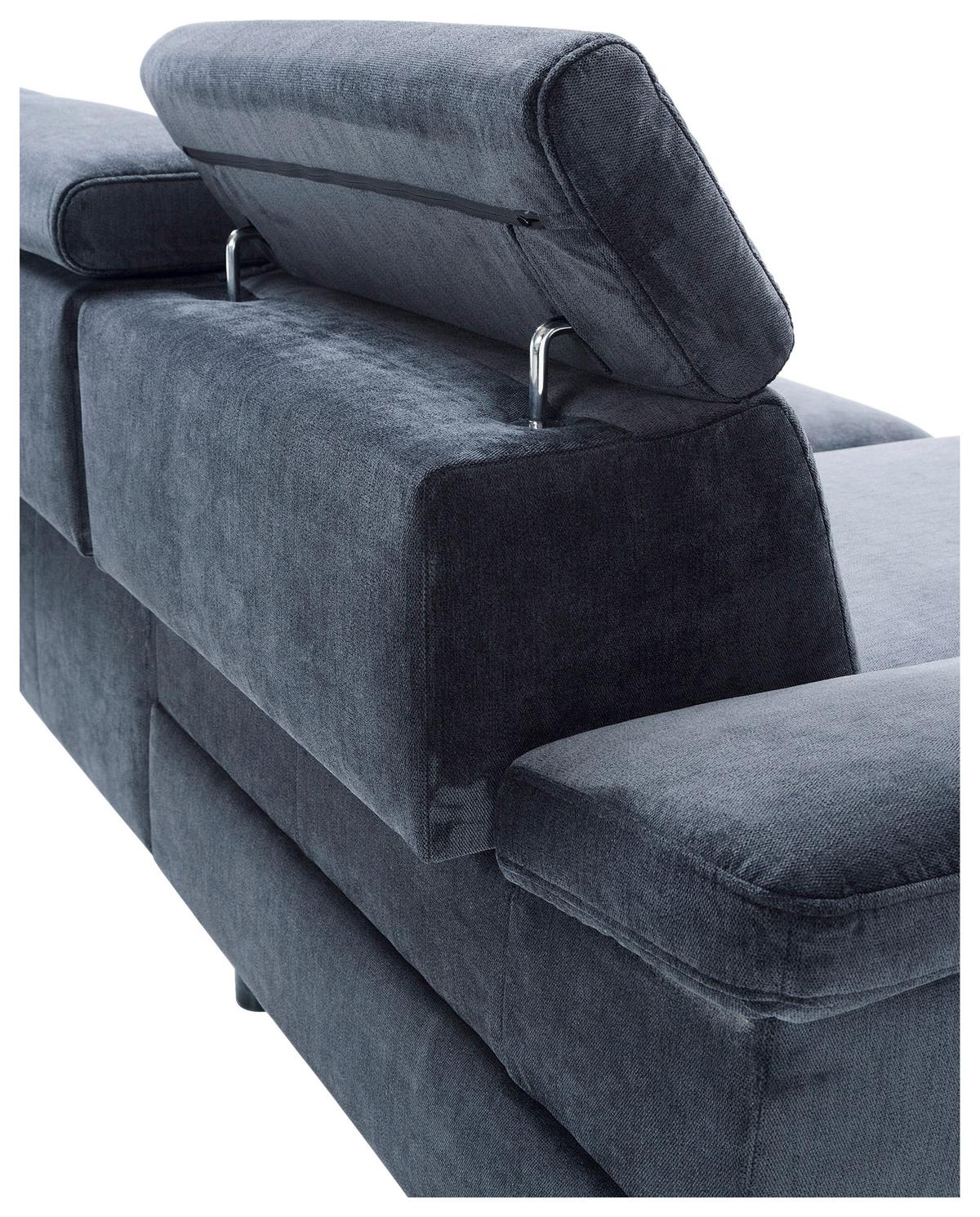 Ecksofa Rima - Silberfarben/Dunkelblau, MODERN, Textil (182/262cm) - Trendmanufaktur