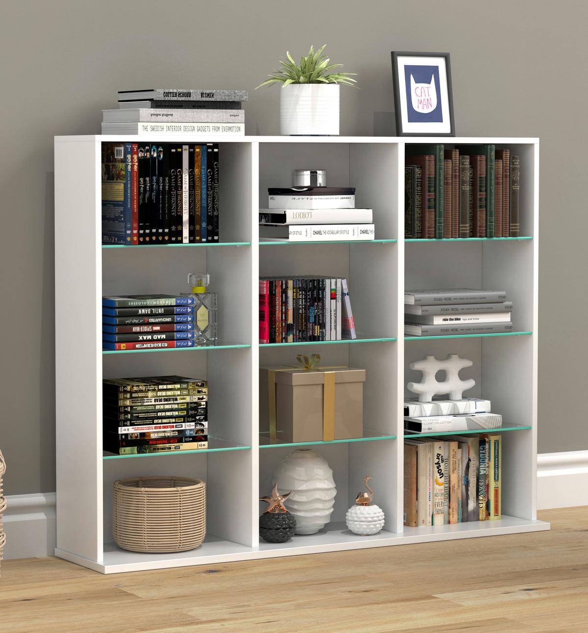 Regal Zilas Weiß B: 102 Cm - Weiß, Design, Glas/Holzwerkstoff (102/82/23cm) - MID.YOU